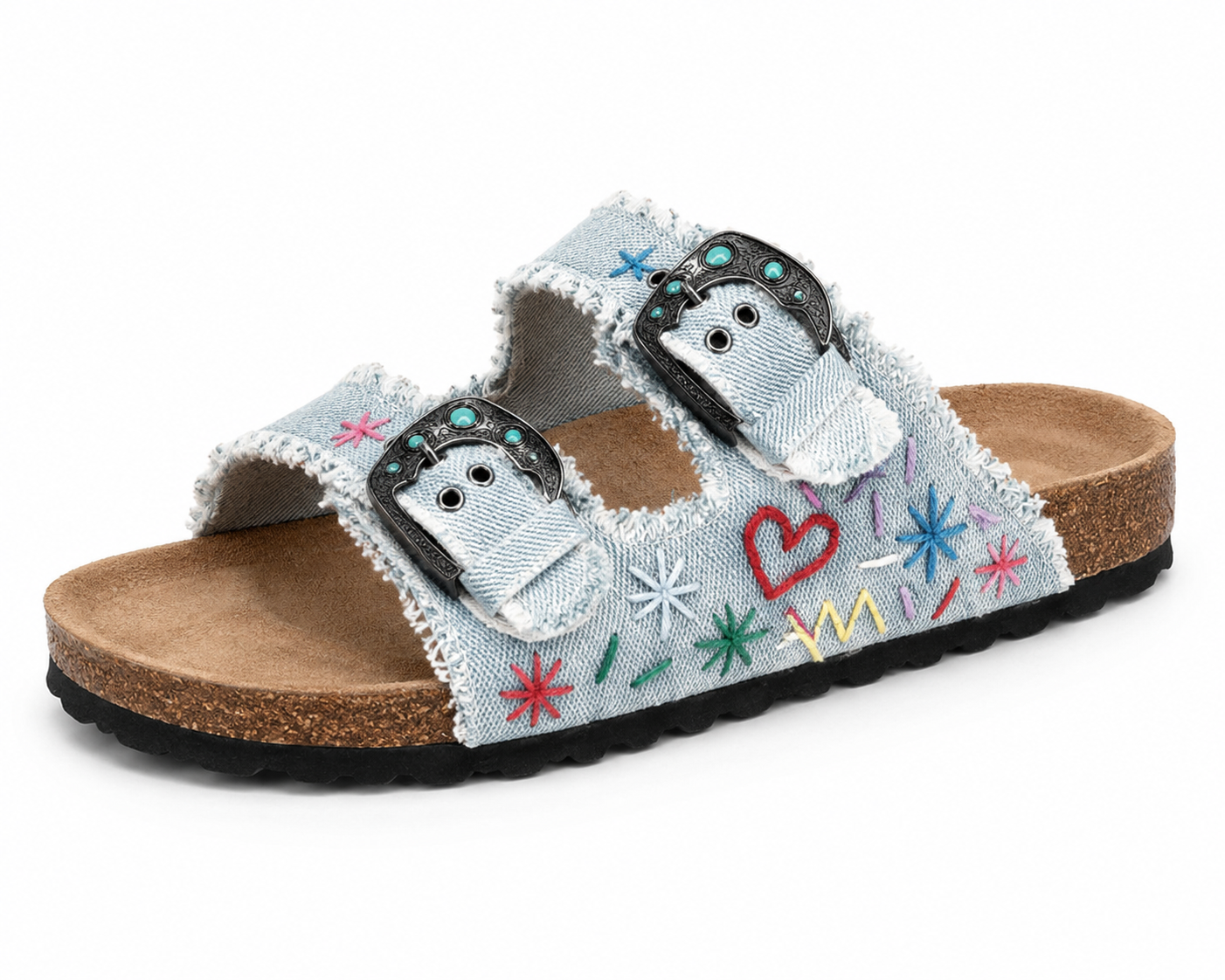 Denim Heart Birkenstocks